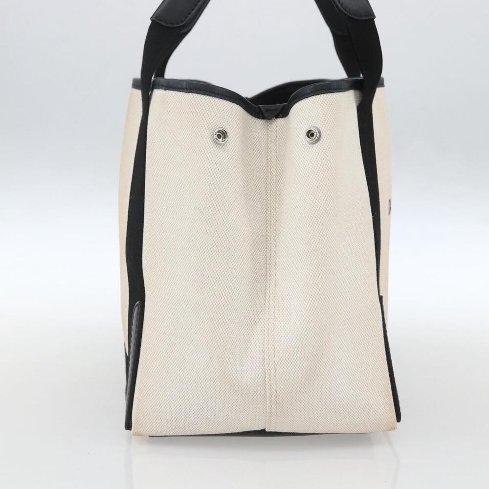BALENCIAGA Navy kabas M Hand Bag Canvas White Black Silver 339933 Auth BA9416 - Picture 3 of 16